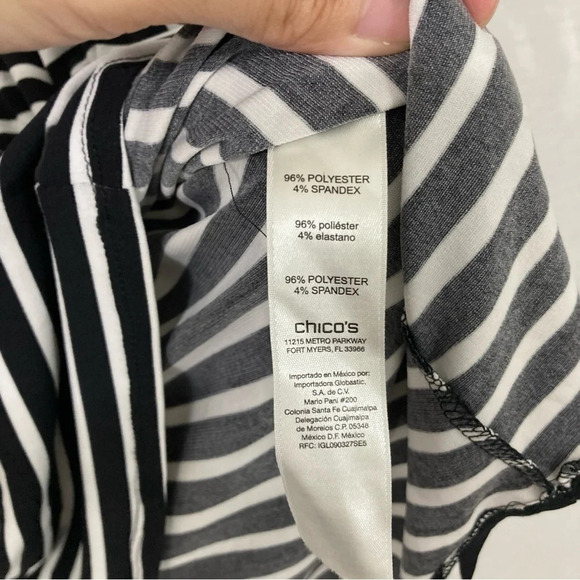 Chico's Striped Soft Stretch Grommet Detail Wide Sleeve Blouse size XL 3 - Picture 5 of 10